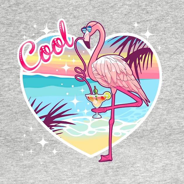 cool flamingo drinks margarita sunset landscape by Tshirt lover 1